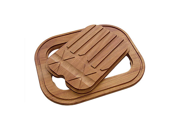 Iroko-wood twin chopping board, Accessories e Complements