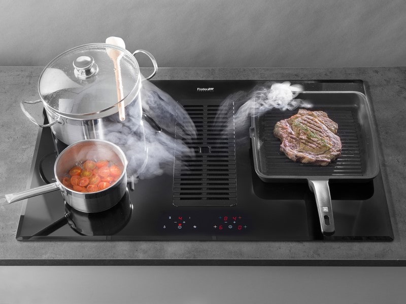 Table induction d'aspiration FOSTER MILANO AIR, avec hotte d'aspiration intégrée