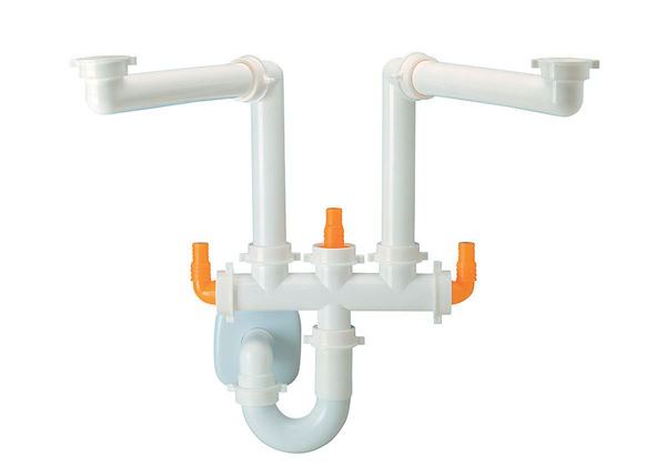 Siphon LIRA * type « Space » à 2 voies avec raccordement pour lave-vaisselle, Accessoires et compléments