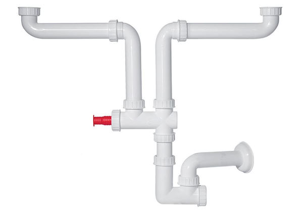 Siphon type « Space » à 2 voies avec raccordement pour lave-vaisselle, Accessoires et compléments