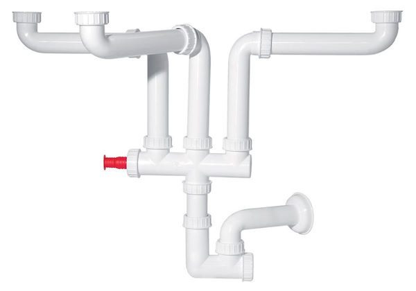 Siphon type « Space » à 3 voies avec raccordement pour lave-vaisselle, Accessoires et compléments