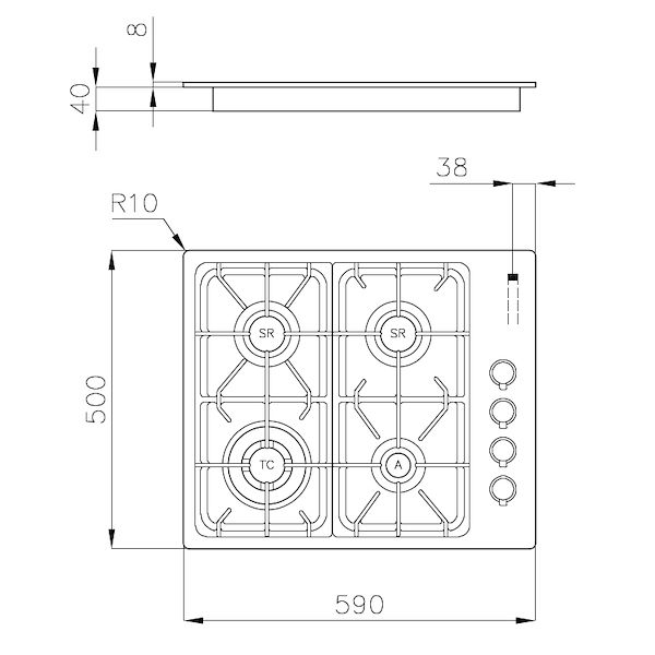 Cooker hob Professionale