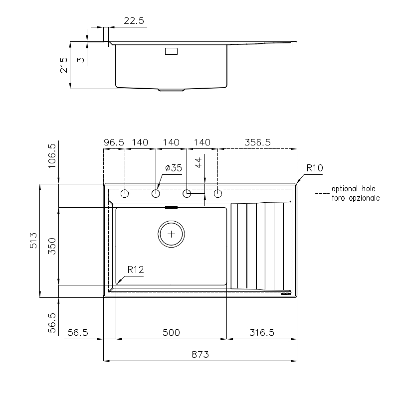 fregaderos, Fregadero Stripe 4500 05x