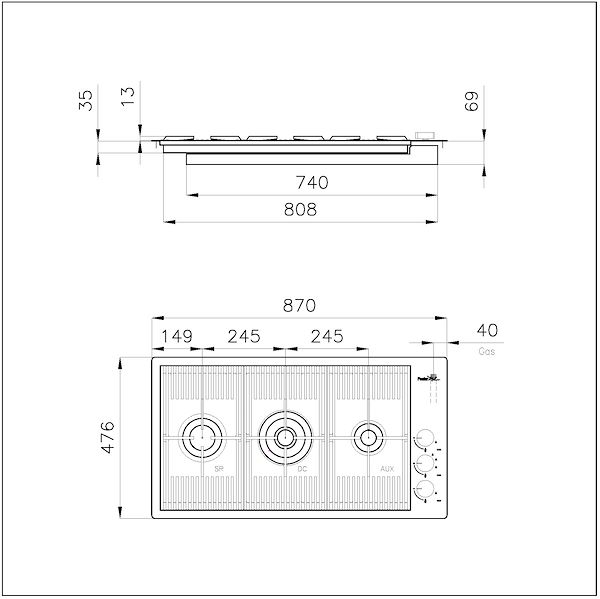 Piano cottura Milanello Copper