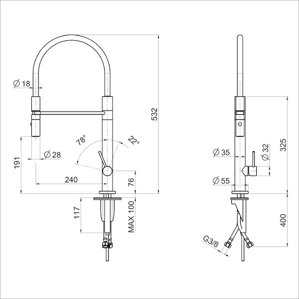 Mixer Tap Tube satin