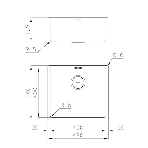 Sink KE Filotop Gun Metal