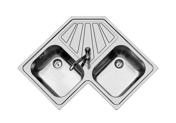 lavello da cucina in acciaio inox angolare