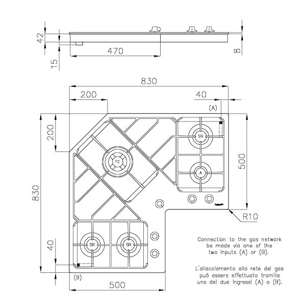 Table de cuisson Angolare