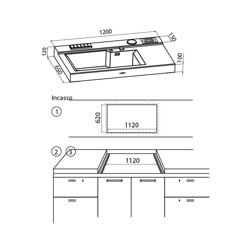 Range Top y encimera de acero inoxidable, Bloques de Lavado GK 3153 000