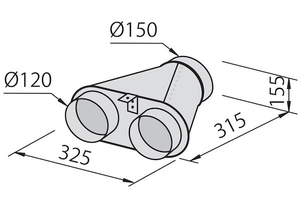 Colector para 2 tubos