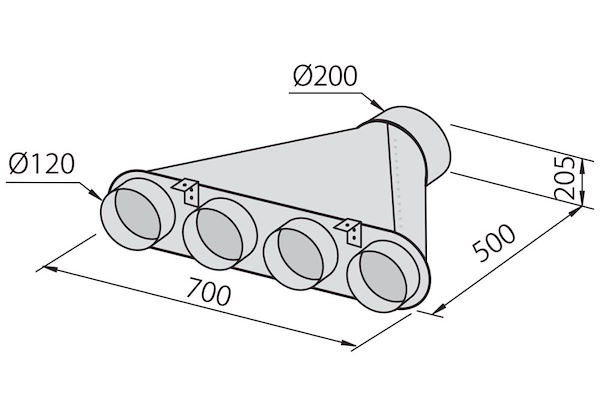 Colector para 4 tubos