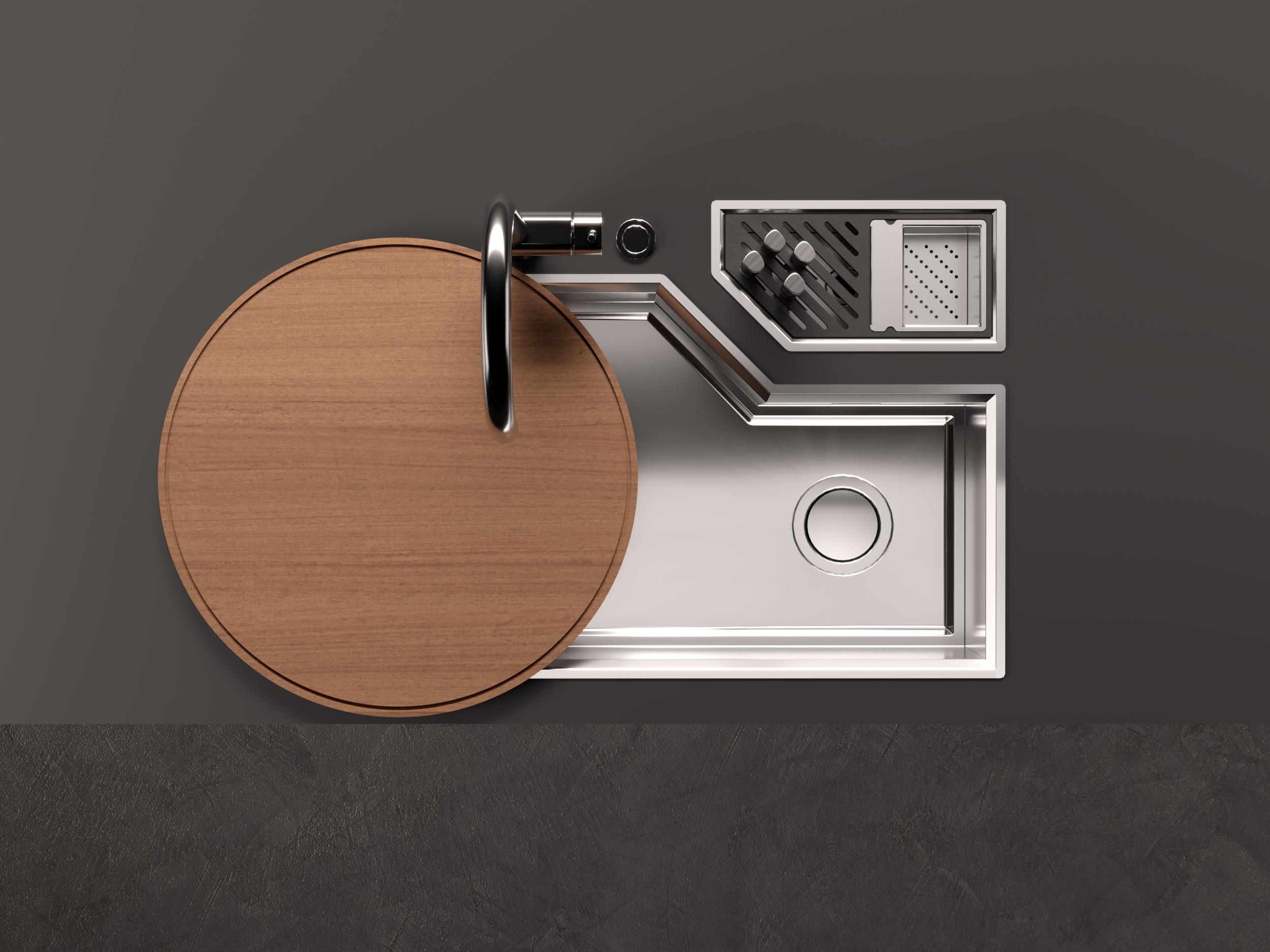 DIADE, THE SINK WITH ACCESSORIZED TROUGH