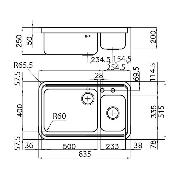 Lavello Triplo Invaso