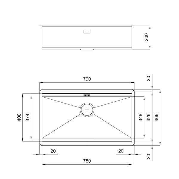 Sink Milanello Gun Metal Workstation
