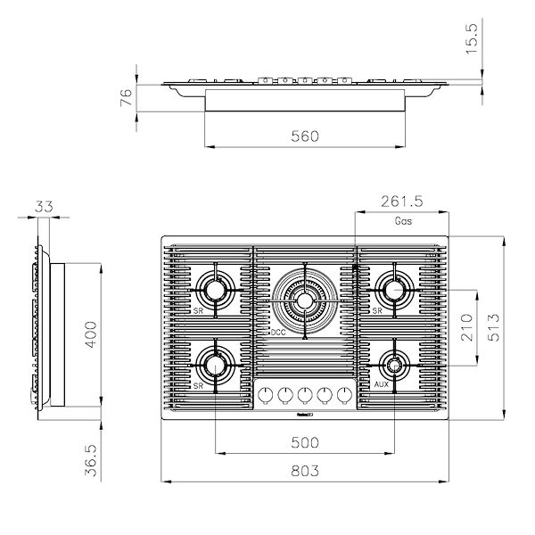 Piano cottura Milanello Gold 5F