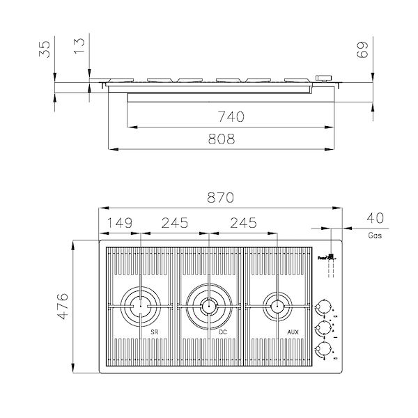 Cooker hob Milanello