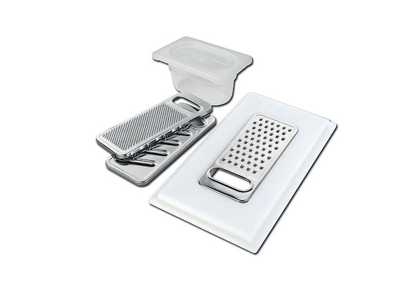 Graters kit with ring-holder and food collection tray