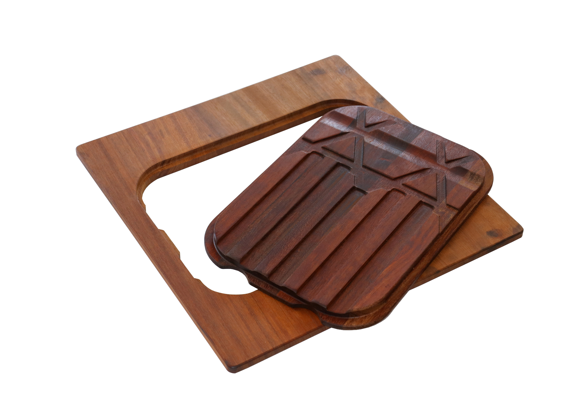 Iroko-wood twin chopping board